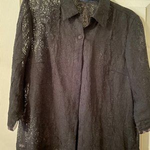 Black Lace Blouse with 3/4 length Sleeves